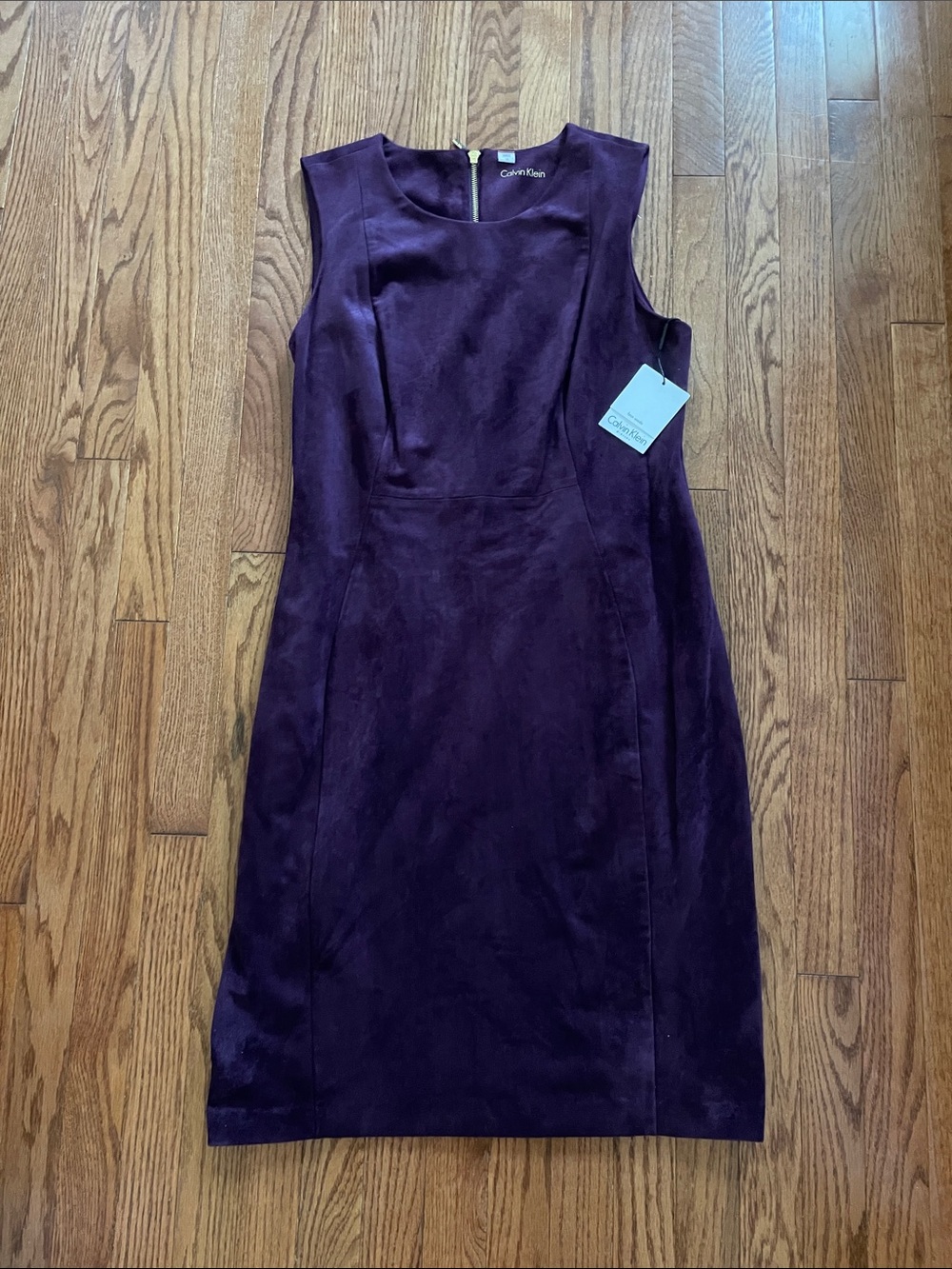 Calvin Klein Plum Faux Suede Sleeveless Shift Dress Women’s Sz 14 NWT
